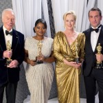 And the winners are (l–r) Christopher Plummer, Octavia Spencer, Meryl Streep, and Jean Dujardin.