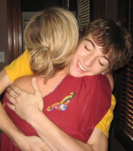Ryan looks just as happy hugging his mom in 2012.