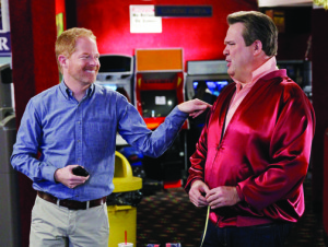 Eric Stonestreet, as Cameron, right, and Jesse Tyler Ferguson as Mitchell in a scene from the comedy Modern Family. The ACLU is lobbying for this gay couple on Modern Family to get married. ACLU Action started a campaign to urge the show’s producers to script a wedding episode for Mitchell and Cameron, already fathers of an adopted child and one of three couples at the heart of the show. 