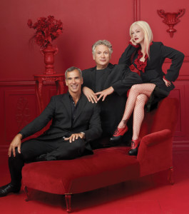 Not so kinky: Cyndi Lauper sits on top of the world with Harvey Fierstein (c) and Jerry Mitchell. Photo by Gavin Bond.