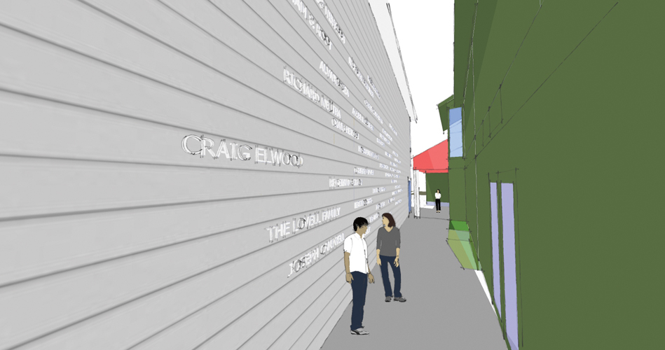 It’s all in the perspective: a rendering of John Palmer’s Escapist Artist Gallery & Studios showing the donor garden. 