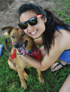 Vicky Pham poses with her “perfect prince,” Samson. Samson is a two-and-a-half-year-old German Shepherd/Chow mix adopted from Austin Pets Alive. Pham says that her Instagram followers love this adorable rescue pup and his different bandanas and unintentional poses.