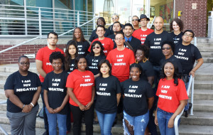 Students from the University of Houston-Downtown (UHD) led a processional across campus today as part of a rally to commemorate World AIDS Day and eliminate HIV-related stigma. Photo: University of Houston-Downtown